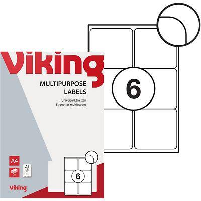 Viking Multipurpose Labels Self Adhesive 99.1 x 93.1 mm White 100 Sheets of 6 Labels