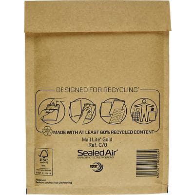 Mail Lite Mailing Bag C/0 Gold Plain 150 (W) x 210 (H) mm Peel and Seal 79 gsm Pack of 100
