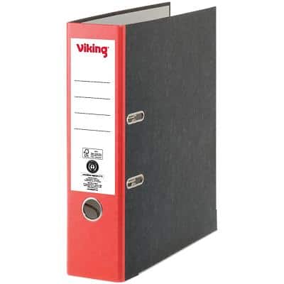 Viking Lever Arch File A4 80 mm Black, Red 2 ring Cardboard Marbled Portrait
