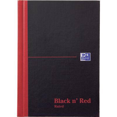 OXFORD Notebook Black n' Red A6 Ruled Casebound Cardboard Hardback Black, Red 192 Pages