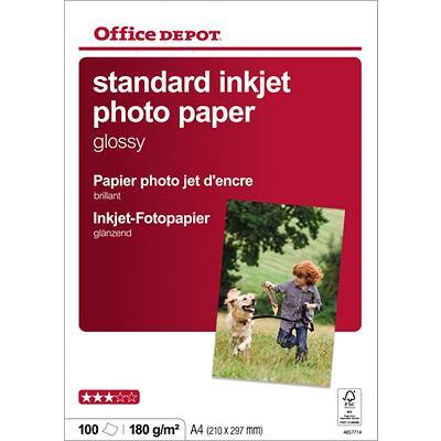 Office Depot Inkjet Photo Paper Glossy A4 180 gsm White 100 Sheets