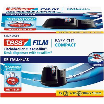tesa Tape Dispenser tesafilm Easy Cut Compact Black 105 mm (W) x 33 m (L) Small Core Plastic