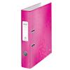 Leitz 180° WOW Lever Arch File A4 50 mm Pink 2 ring 1006 Laminated Cardboard Portrait