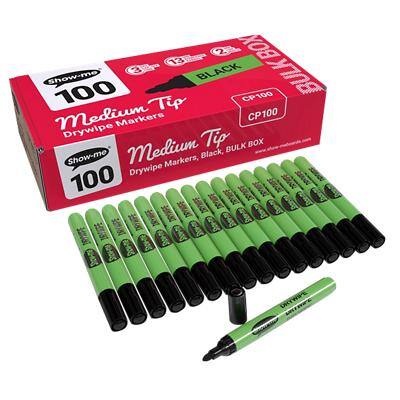 Show-me Marker Black Medium Bullet Pack of 100