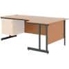 Corner Right Hand Design Desk with Beech Coloured MFC Top and Grey Frame Cantilever Legs Classic Plus 1800 x 800 x 725 mm