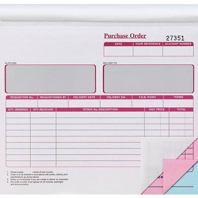 3-Part Purchase Order Books 203 x 178 mm