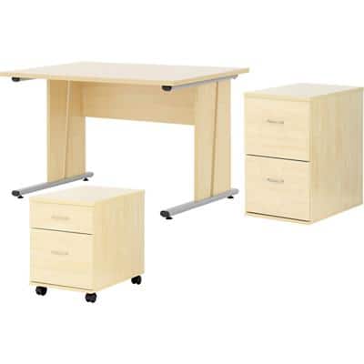 Newbury bundle deal including executive desk, two drawer filing cabinet and two drawer pedestal in oak-effect