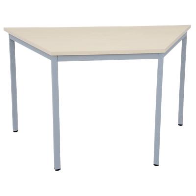 Niceday Trapezoidal Table Maple MFC (Melamine Faced Chipboard), Steel Silver 1,200 x 600 x 750 mm