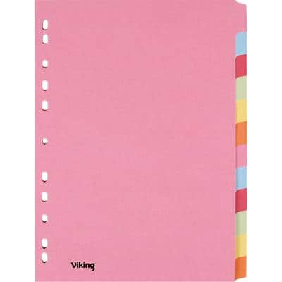 Viking Blank Dividers A4 Assorted Multicolour 12 Part Cardboard Rectangular 11 Holes