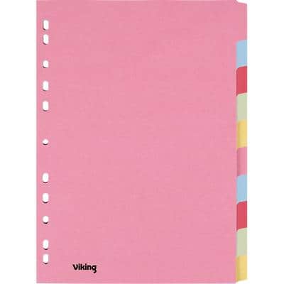 Viking Blank Dividers A4 Assorted Multicolour 10 Part Cardboard Rectangular 11 Holes