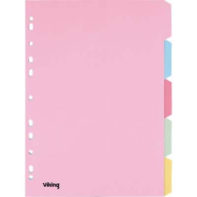 Viking Blank Dividers A4 100% Recycled 5 Part Assorted Cardboard 5 Part Cardboard Rectangular 11 Holes 5 Sheets