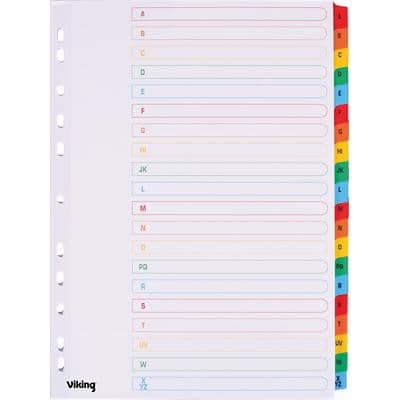 Viking Indices Mylar A4 Assorted 20 Part Perforated Card A - Z