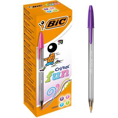 BIC Cristal Fun Ballpoint Pen Assorted Broad 0.6 mm Non Refillable Pack of 20