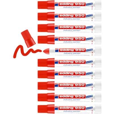 edding 950 Permanent Paint Marker Red Extra Broad Bullet 10 mm Pack of 10