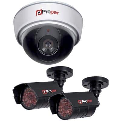 Proper 1 x Dome Camera 2 x IR Cameras Imitation Security Camera Kit P-SIK1D2C-1 Indoor and Outdoor