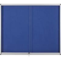 Bi-Office Exhibit Indoor Lockable Notice Board Non Magnetic 8 x A4 Wall Mounted 96.7 (W) x 70.6 (H) cm Blue