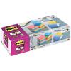 Post-it Z-Notes Dispenser Blue with Super Sticky Z-Notes 76 x 76 mm Rio and Bangkok Assorted Colours 12 Pads of 90 sheets