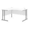 Corner Desk Radial Left Desk with White MFC Top and Silver Frame Optima C 1600 x 1200 x 720mm