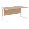 Rectangular Straight Desk with Oak Coloured MFC Top and White Frame Optima C 1200 x 800 x 720mm