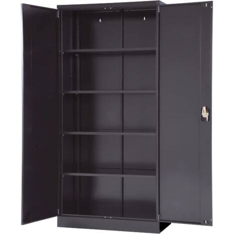 Viking Realspace Regular Door Cupboard Steel 4 Shelves Lockable 920 x 420 x 1,950 mm Black