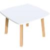 Paperflow Side Table with White & Beech Coloured Medium-Density Fibreboard & Lacquered Solid Wood Top and 4 Feet Legs Woody 600 x 600 x 400mm