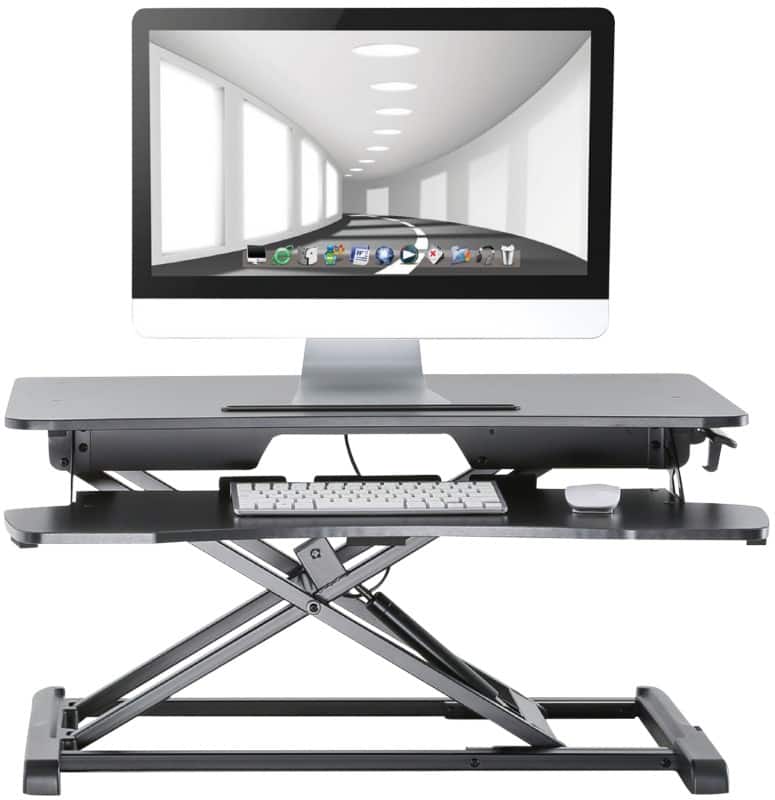ProperAV Ultra Slim Height Adjustable Sit Stand Workstation 800 (W) x 615 (D) x 500 (H) mm Plastic, Steel