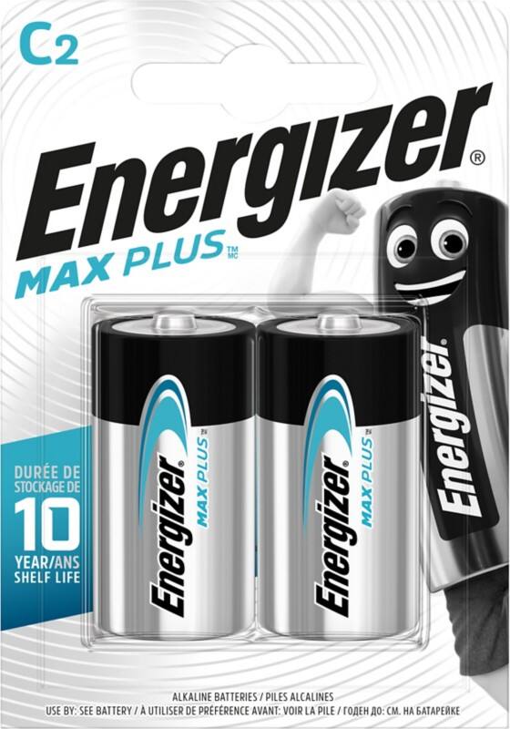 Energizer C Alkaline Batteries Max Plus LR14 1.5V Pack of 2