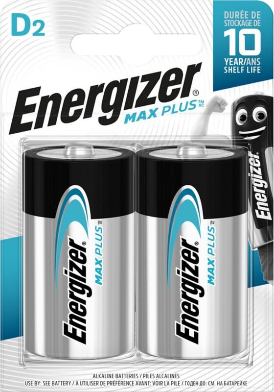 Energizer D Alkaline Batteries Max Plus LR20 1.5V Pack of 2