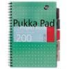 Pukka Pad Project Book Metallic A4+ Ruled Spiral Bound PP (Polypropylene) Hardback Green Perforated 200 Pages Pack of 3