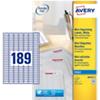Avery J8658-25 Mini Multipurpose Labels Self Adhesive 25.4 x 10 mm White 25 Sheets of 189 Labels