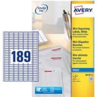 Avery J8658-25 Mini Multipurpose Labels Self Adhesive 25.4 x 10 mm White 25 Sheets of 189 Labels