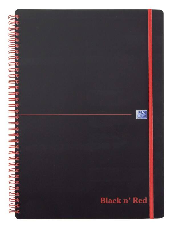 OXFORD Notebook Black n' Red A4 Ruled Spiral Bound PP (Polypropylene) Hardback Black, Red Perforated 140 Pages 140 Sheets