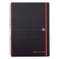 OXFORD Notebook Black n' Red A4 Ruled Spiral Bound PP (Polypropylene) Hardback Black, Red Perforated 140 Pages 140 Sheets