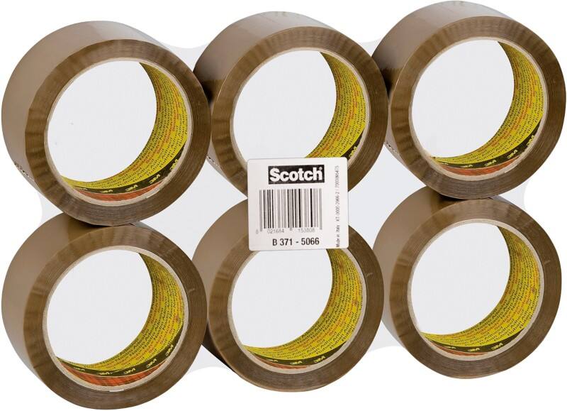 Scotch Packaging Tape Box Sealing Tape Brown 50 mm (W) x 66 m (L) PP (Polypropylene) 371 Pack of 6