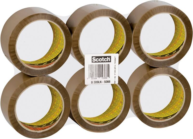 Scotch Low Noise Packaging Tape 309 50mm x 66m Brown 6 Rolls