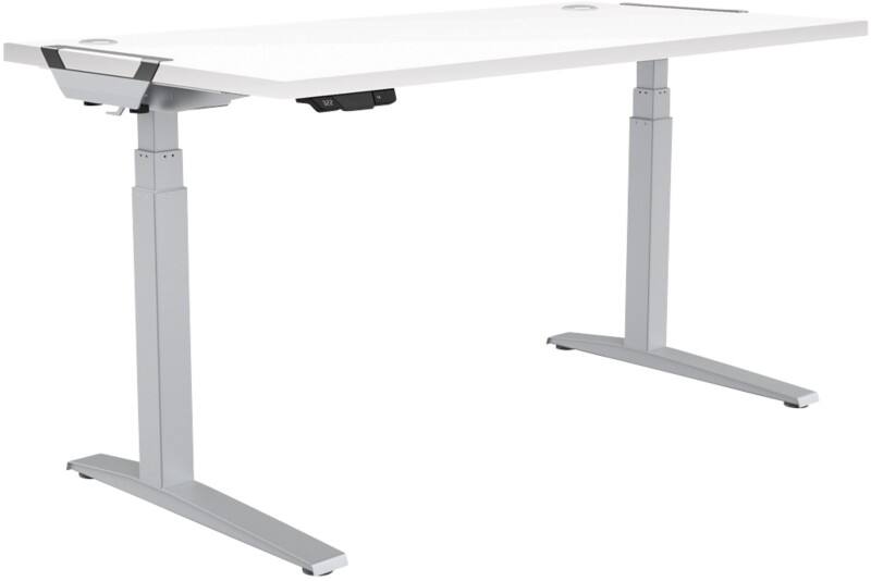 Fellowes Levado Electronically Height Adjustable Sit Stand Desk Steel Silver Cantilever 1,400 x 800 x 1,257 mm