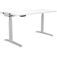 Fellowes Levado Electronically Height Adjustable Sit Stand Desk Steel Silver Cantilever 1,400 x 800 x 1,257 mm