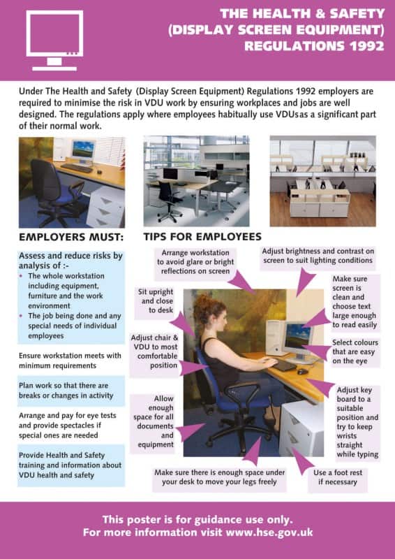 Health and Safety Poster Display Screen Wall Mounted PVC (Polyvinyl Chloride) 59.4 x 42 cm