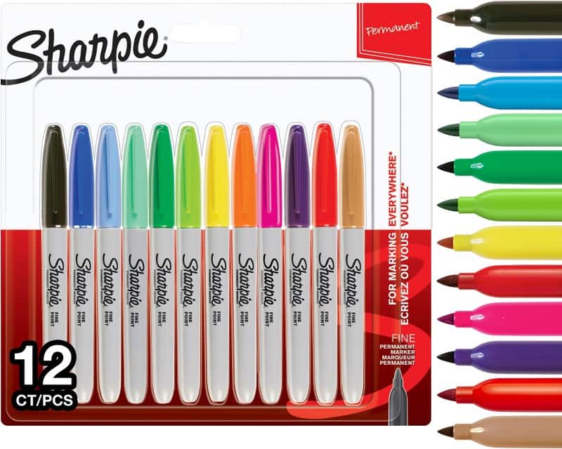 Sharpie Permanent Marker Fine Bullet  -   Assorted Non Refillable Pack of 12