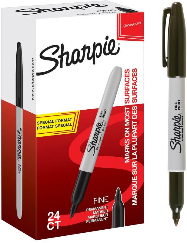 Sharpie Permanent Marker  Fine Bullet  -   Black Water-Resistant Pack of 24