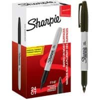 Sharpie Permanent Marker Fine Bullet 1 mm Black Waterproof Pack of 24