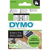 Dymo D1 S0720780 / 43613 Authentic Label Tape Self Adhesive Black Print on White 6 mm x 7m