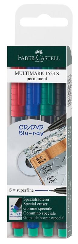 Faber-Castell Multimark OHP Marker  Extra Fine Needlepoint 0.4 mm Assorted Pack of 4