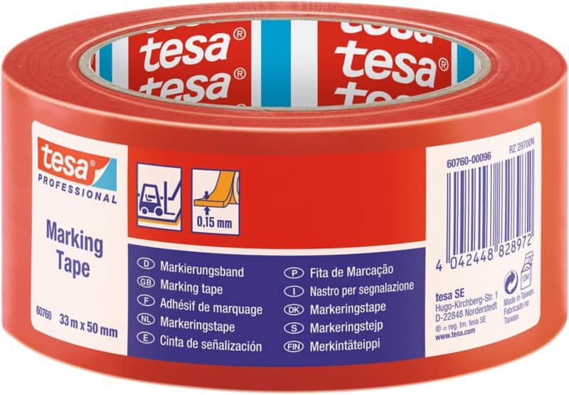 tesa Floor Marking Tape tesa Professional Red 50 mm (W) x 33 m (L) PVC (Polyvinyl Chloride) 60760