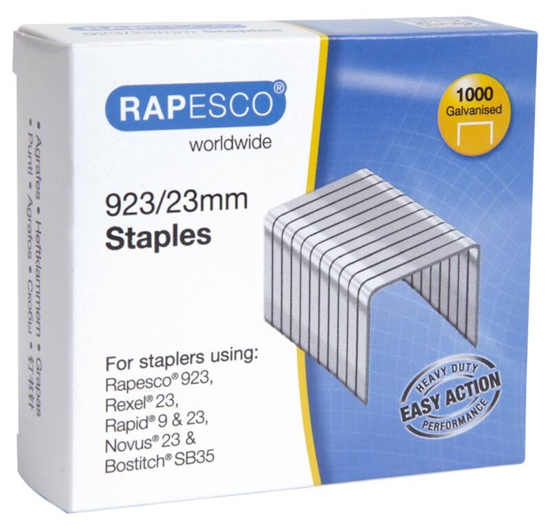 Rapesco Staples 923/23 1242 Steel Silver Pack of 1000