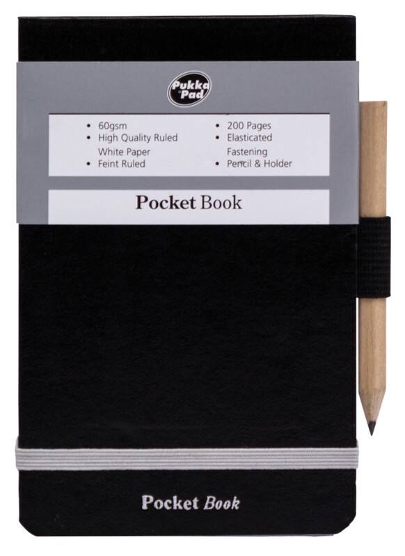 Pukka Pad Notepad Pocket Book A7 Ruled Casebound Cardboard Hardback Black 200 Pages 100 Sheets