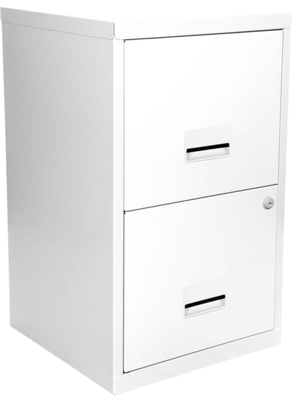 Pierre Henry Steel Filing Cabinet with 2 Lockable Drawers Maxi 400 x 400 x 660 mm White