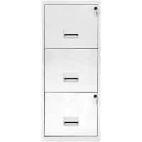 Pierre Henry Steel Filing Cabinet with 3 Lockable Drawers Maxi 400 x 400 x 930 mm White