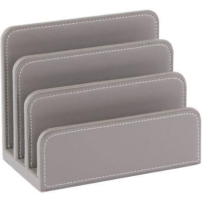 Osco Letter Holder Faux Leather Grey 18 x 10 x 14 cm
