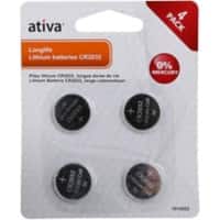 Ativa Button Cell Batteries CR2032 3V Lithium Pack of 4
